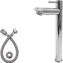 Torneira Fria Cromada Inox 304 Bica Alta ¼ de Volta Pia Banheiro Torneira Simples Para Cuba De Sobrepor Bancada Lavabo Lavatório Brilhosa
