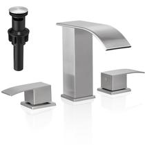 Torneira GENBONS Waterfall de 3 furos de níquel escovado generalizado Torneira GENBONS Waterfall de 3 furos de níquel escovado generalizado