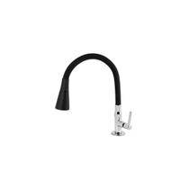 Torneira Gold Flex Gourmet Bica Móvel Quadrada Preta C-100