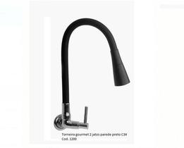 Torneira Gourmet 2 Jatos Parede Preta Cozinha C34