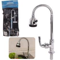 Torneira Gourmet Cano Flexível de Mesa com Ducha Meia Polegada Inox Cromado Alta Pia Bancada Cozinha Lavanderia Moderna