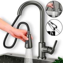 Torneira Gourmet com chuveiro para cozinha luxo rotação de 360 Pia Extensor Flexível Monocomado