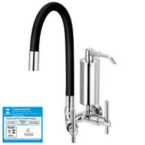 Torneira Gourmet Com Filtro de Cozinha Flexível Preta 1/4 de Volta Copo Slim