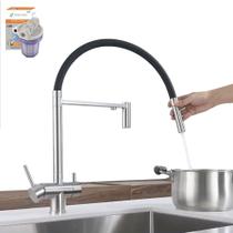 Torneira Gourmet Com Filtro Flexível Aço Inox Monocomando