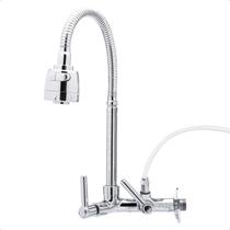 Torneira Gourmet Com Saida para Filtro Purificador Bica Flexível Inox Chuveirinho Cozinha Parede Torneira Gourmet Com Saida para Filtro Purificador Bica Flexível Inox Chuveirinho Cozinha Parede