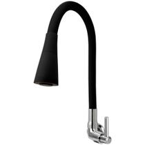 Torneira Gourmet Cozinha Flexível Cone 2 Jatos Preto Parede