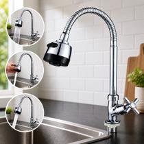 Torneira Gourmet Cozinha Flexível Metal Silicone 360 Graus com Jato Duplo Arejador de Alta Qualidade