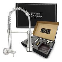 Torneira Gourmet Cozinha Inox Cromada Parede Longa Snel Metais