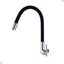 Torneira gourmet cozinha mangueira flexível em silicone de parede preta