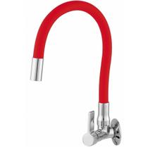 Torneira Gourmet Cozinha Parede Colorida Flexível Luxo Vermelha