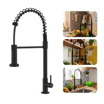 Torneira Gourmet de Cozinha Bancada 360 Flexível com Spray Aço Inox 304 Preta Brinovar