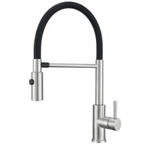 Torneira Gourmet de Cozinha Flexível Misturador Monocomando Aço Inox 304 Escovado Suporte Magnético