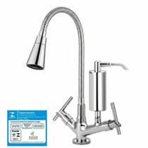 Torneira Gourmet de Mesa com Filtro Flexível Tubo Cone Toda Cromada CasaGrande Mundial