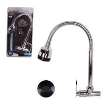 Torneira Gourmet De Parede Inox Escovado Com Ducha Flexível Giratória Cozinha Alta Pressão Prime Instalação Simples