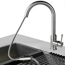 Torneira Gourmet de Pia Para Cozinha Bancada com Bico Alto Extensível 50cm Luxo Com Misturador Monocomando Água Quente e Fria