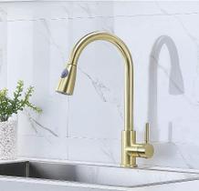Torneira Gourmet Dourada Monocomando Pull Down Cozinha Fosca Torneira Gourmet Dourada Monocomando Pull Down Cozinha Fosca