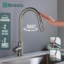 Torneira Gourmet Extensível Cozinha Flexia Monocomando Inox 304 Ducha Luxo Misturador Escovado Bancada Com Garantia