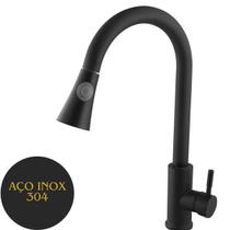 Torneira Cozinha Gourmet Monocomando Flexível Preta | Mebuscar Brasil