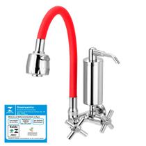 Torneira Gourmet Filtro Cozinha Vermelha Flexível 1/4 de Volta Slim Parede