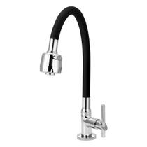 Torneira Gourmet Flexível Cozinha Mesa Preta C61 Del Metais