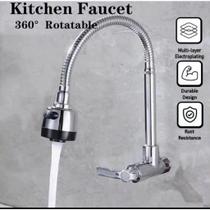 Torneira Gourmet Flexível Cozinha Parede Parede aço Bancada Monocomando Com Spray Flexível