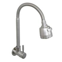 Torneira Gourmet Flexível de Parede Cozinha Aço Inox Acetinado Com Arejador Duplo Jato