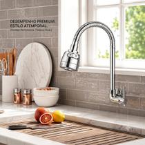 Torneira Gourmet Flexível de Parede METAL Inox Cozinha gourmet Chuveirinho Cozinha Parede Torneira Gourmet Flexível de Parede METAL Inox Cozinha gourmet Chuveirinho Cozinha Parede