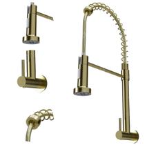 Torneira Gourmet Flexível Dourada Parede Cozinha Água Fria