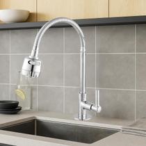 Torneira Gourmet Flexível para Cozinha ABS Cromada com Bica Móvel 1/4 de Volta