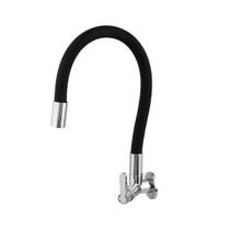 Torneira Gourmet Flexível Para Cozinha De Parede 1/4 De Volta Da Linha Color Preta Com Cromado
