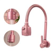 Torneira Gourmet Flexível Parede Rose Gold 2 Jatos Metal