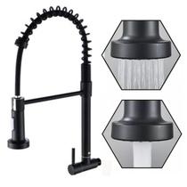 Torneira Gourmet Flexível Preto Fosco Parede Cozinha