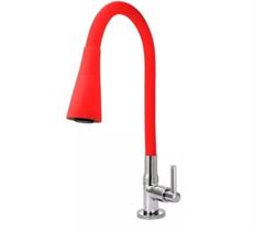 Torneira Gourmet Flexivel Silicone Com Ajuste De Jato Sn18 Snel Metais Modelo: Bancada Cor: Vermelho