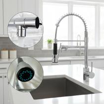 Torneira Gourmet Inox com Ducha Extensível Flexível para Bancada 2 Jatos, Alta Pressão, Cozinha Moderna