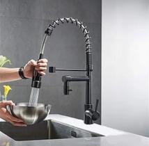 Torneira Gourmet Monocomando Com Ducha 70cm. Preta Fosca