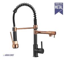 Torneira Gourmet Monocomando Cozinha 53Cm Spray Rosé Preto