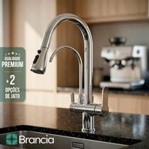 Torneira Gourmet Monocomando Cozinha Com Filtro Spray Ducha Extensível Escovado Gourmet Pia Inox 304 Qualidade Premium