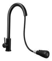 Torneira Gourmet Monocomando Cozinha Copa Extensível Preto Fosco 40cm Domum
