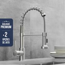 Torneira Gourmet Monocomando Cozinha Luxo Misturador De Bancada Inox 304 50cm Escovado Quente/frio Com Garantia