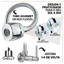 Torneira Gourmet Monocomando Ducha Luxo Inox Aço Flexível Parede Cozinha Torneira para Pia de Cozinha