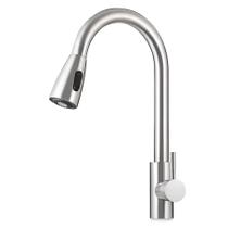 Torneira gourmet monocomando premium com extensor escovada