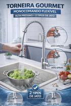 Torneira Gourmet Monocomando Premium Escovada Aço Inox 304