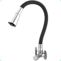 Torneira Gourmet para Cozinha Parede Mesa Pia Cano Flexível Dois Jatos Cano Cone Luxo Preto