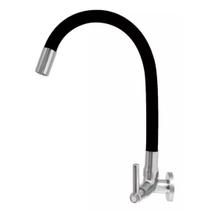Torneira Gourmet Parede ABS Cromada Tudo Silicone Preto