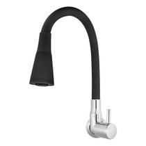 Torneira Gourmet Parede Duplo Jato Preta Acabamento Fosco Cor Preto. Marca Kelly Metais