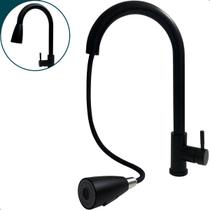 Torneira Gourmet Pia Cozinha Preto Fosco Inox 304 Quente Fria Misturador Monocomando De Mesa Arejador Extensível Flexível Bica Alta Bancada Cuba Black