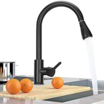 Torneira Gourmet Pia Para Cozinha Bancada com Bico Alto Extensível 50cm Com Misturador Monocomando Água Quente e Fria Preto