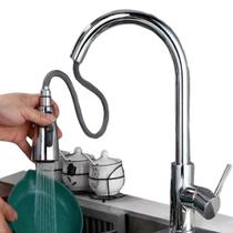 Torneira Gourmet Pia Para Cozinha Bancada com Bico Alto Extensível 50cm Com Misturador Monocomando Água Quente e Fria Preto