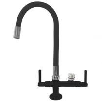 Torneira Gourmet Preta Bica Móvel Para Bancada Pia Mesa Cozinha Saída Filtro 1/2" Purificador 1/4" 7142 C80 CORPO PRETO TP