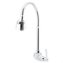 Torneira Gourmet Simples Flexível Bica Chuveirinho Acionamento 1/4 de Volta Cozinha Pia Parede Abs